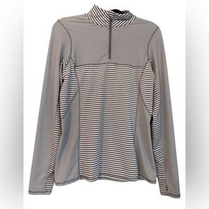 Kyodan Gray Stripe Quarter Zip Athletic Pullover | Medium